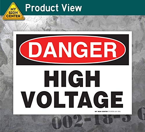 Danger High Voltage Sign, (4 Pack) Mil Vinyl Decal Stickers USA Made by My - size: (4 Pack) 10" x 7"