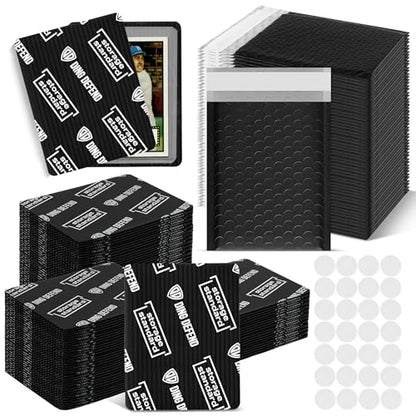 Ding Defend Card Shipping Protector Envelope Bubble Mailer Kit with 110 Card Shipping Protectors (3.5x4.5 Inches), 55 Bubbles Mailers, 250 Tape Seals for Collectible Cards - Black - color: Black - 3.5'' x 4.5''