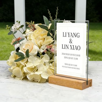 4x6 Inch Acrylic Sign Holder with Wooden Base, Desktop Display Stand (4x6 3Pack) - size: 4x6 3Pack
