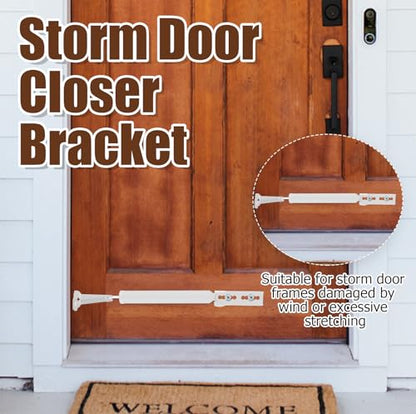 Biaungdo White Reinforced Storm Door Closer Bracket Kit