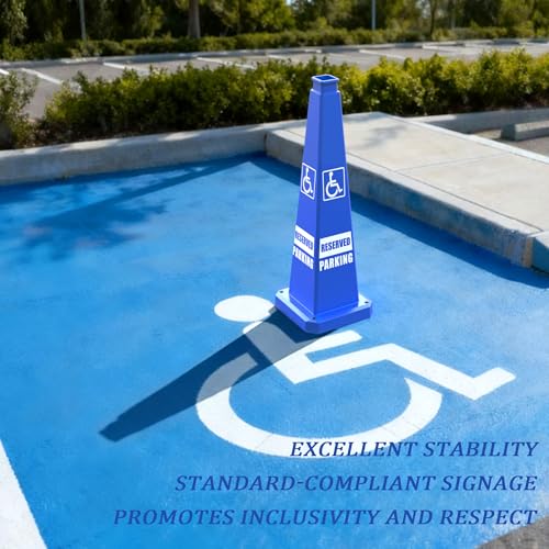 36" Blue Accessible Parking Safety Cones 6-Pack with Base - color: Blue, size: 36"