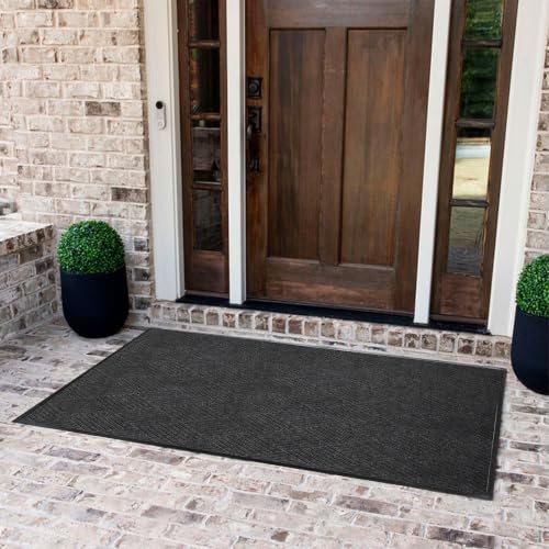 WaterHog Max Diamonds Front Door Mat Indoor Outdoor Entrance, All-Weather - color: Black Smoke, size: Extra Large 45"x70" (4’x6’)