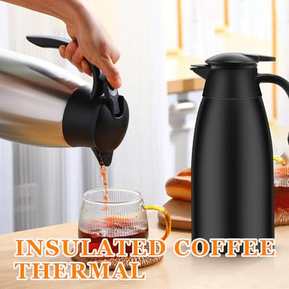 Norme 2 Pcs Thermal Coffee Carafe Creamer, Black, Silver, 51 oz - color: Black, Silver, size: 51 oz