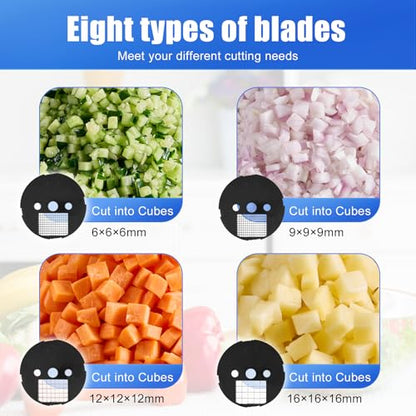 MOGAN 8-In-1 Electric Vegetable Cutter, Commercial Vegetable Dicer Slicer - color: Blue-8