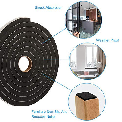 Window Door Seal Tape 1/2Inch Wide X 1/2Inch Thick, Weather Stripping for Doors High Density Foam Seal Tape Sliding Door Weather Strip,10 Feet Long … - size: 1/2"W x 1/2"T x 10FT