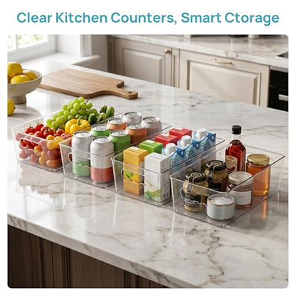Vtopmart 4pcs Clear Storage Bins with Handles - size: Without Lid