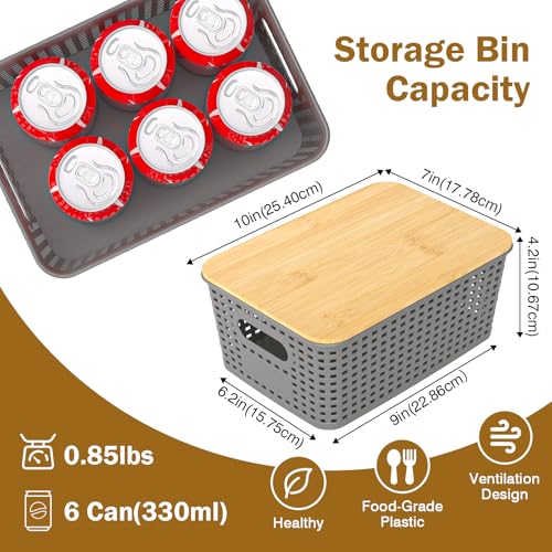Stackable Storage Baskets: 8 Pack Plastic Baskets Bins, Gray - color: Grey