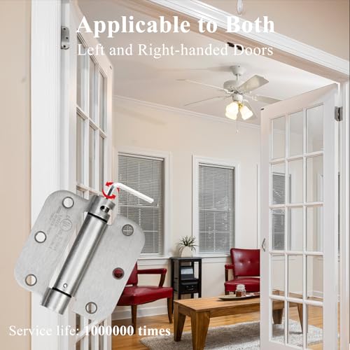 Sophia Self-Closing Door Hinge 3.5 Inch Rounded 5/8 Radius Interior, Spring Loaded Hinge Adjustable Tension for Garage Residential Standard Bedroom Indoor Doors, 3 Pack, Satin Nickel, UL Listed - color: Satin Nickel, size: 3 Pack