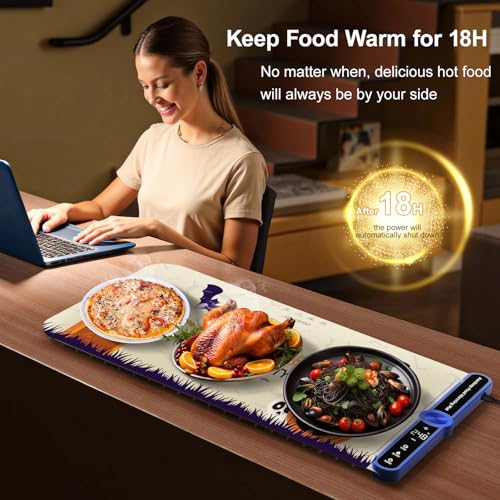 Extra Large Warming Mat for Food 40”X15” Silicone Portable Halloween Style - size: Halloween Pattern-XXL