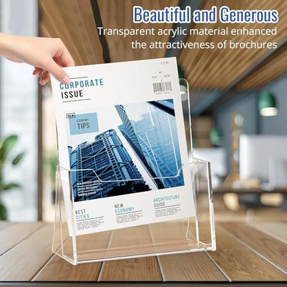 Acrylic Brochure Holder 8.5 x 11 inch 2 Pack, Flyer Holder Display Stand - size: 8.5" x 11"