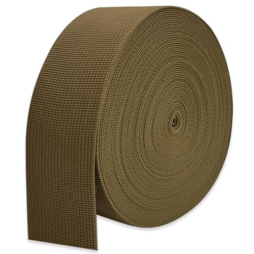 2" Lt Brown Wide Webbing Straps 12yd for Lawn Chair,Bag &Sewing - color: Champagne 32