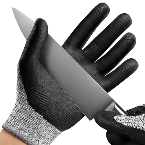 NoCry Cut Resistant Work Gloves For Men & Women, Nitrile Waterproof Palms - color: Grey (Enhanced Grip & Water Resistant), size: Medium, style: 1 Pack