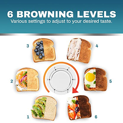 Elite Gourmet 4-Slice Long Slot Toaster, Extra-Wide Slots, 6 Toast Settings - color: White
