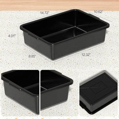 8 L Small Commercial Food Service Bus Tubs Bins, Black, 18 Packs - size: 8 L