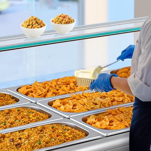 WILPREP 12-Pan Commercial Food Warmer with Sneeze Guard, Twelve 1/3 Pans, 1500W Countertop Electric Steam Table, 86-185°F Adjustable Temp Control, Stainless Steel Buffet Bain Marie - size: 1/2 pan*12