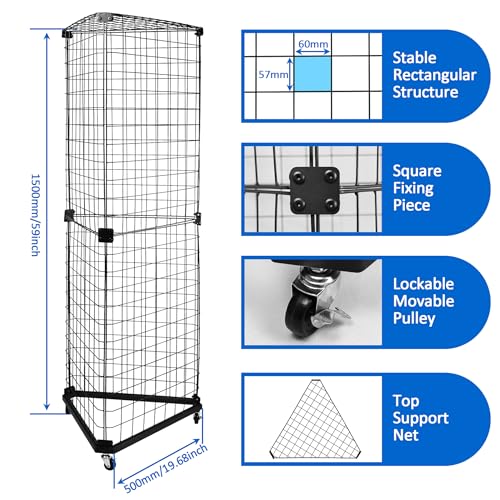 Black Triangular Wire Gridwall Panel Display with Base and Casters, Retail Gridwall Shelves Panel Stand for Home Organization, Retail, Trade Show