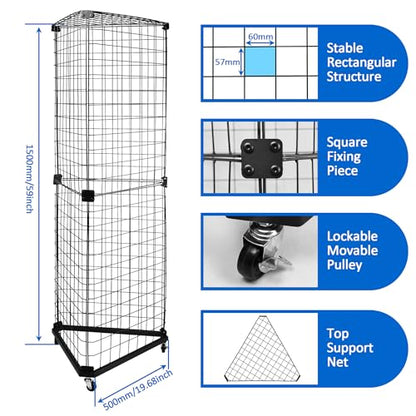 Black Triangular Wire Gridwall Panel Display with Base and Casters, Retail Gridwall Shelves Panel Stand for Home Organization, Retail, Trade Show