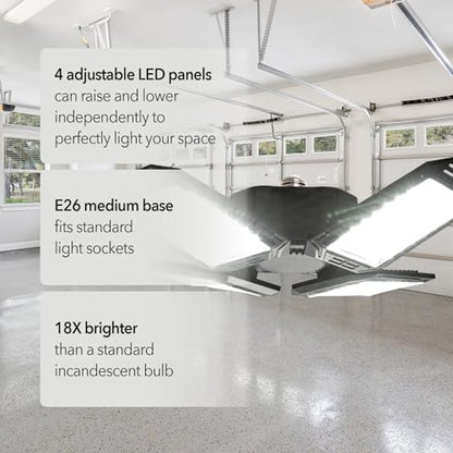 GT-Lite 15,000 Lumen LED Adjustable 4 Panel Bulb, Uses Only 140W - color: Black 15,000 Lumen