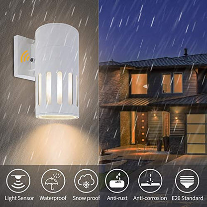 Dusk to Dawn Exterior Light Fixture, Waterproof Outdoor Lighting - color: Cylinder (White B - Dusk to Dawn )