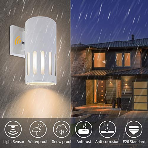 Dusk to Dawn Exterior Light Fixture, Waterproof Outdoor Lighting - color: Cylinder (White B - Dusk to Dawn )