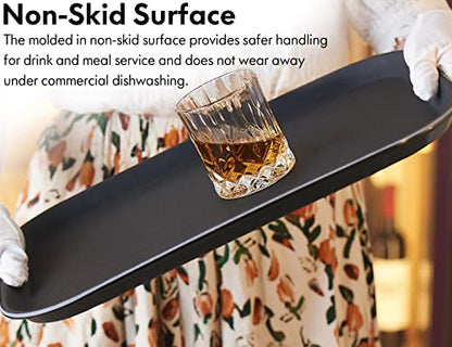 CURTA 2-Pack Restaurant Grade Non-Slip Trays, NSF, 16 Inch x 12 Inch, Plastic Rubber Lined Anti-Skid Rectangular Serving Tray, Black - color: Black-rectangular, size: 12 Inch x 16 Inch