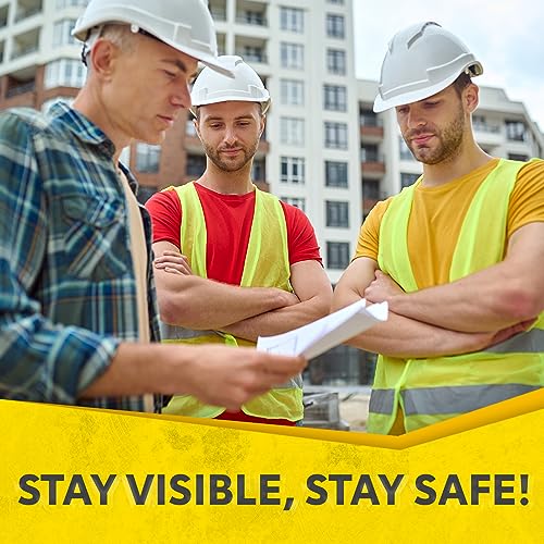 PeerBasics Safety Vests 10 Pack - Yellow Reflective High Visibility, Hi Vis Silver Strip, Men Women, Work, Cycling, Runner, Surveyor, Volunteer, Crossing Guard, Road, Construction, Neon (Mesh, 10) - color: Yellow, size: 10