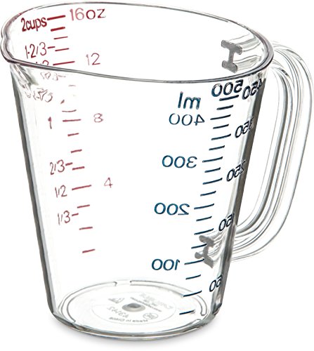 Carlisle FoodService Products 4314207 Commercial Plastic Measuring Cup, 1 Pint, Clear - size: 1 Pint, style: Modern