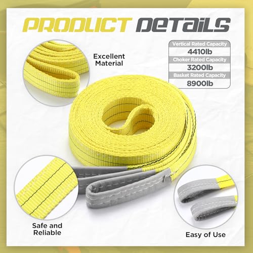 4 Pcs Lift Sling Straps, Yellow, 2'' X 15',8900lb - color: Yellow, size: 2'' X 15',8900lb