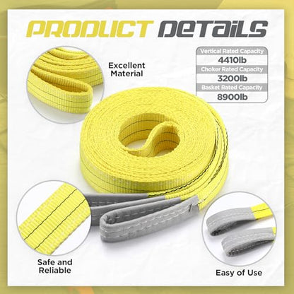 4 Pcs Lift Sling Straps, Yellow, 2'' X 15',8900lb - color: Yellow, size: 2'' X 15',8900lb
