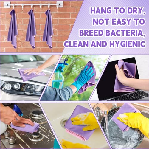 Maxcheck 24 Pack Microfiber Glass Cleaning Cloths, 16" x 16", Purple - color: Purple