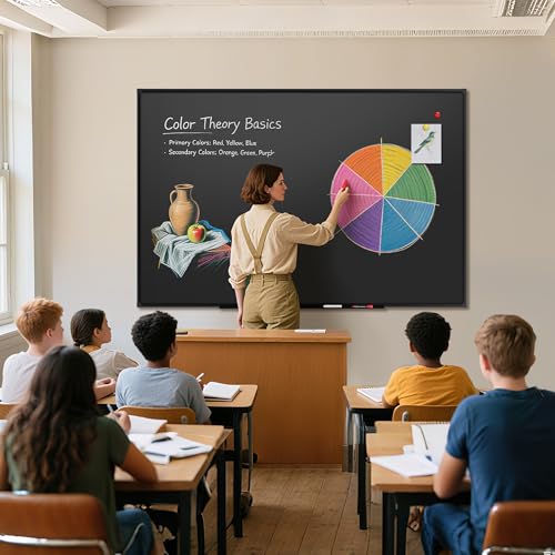 SELEAD Magnetic Chalkboard 72 x 48 Inches - Black Aluminum Frame - size: 72"W x 48"H
