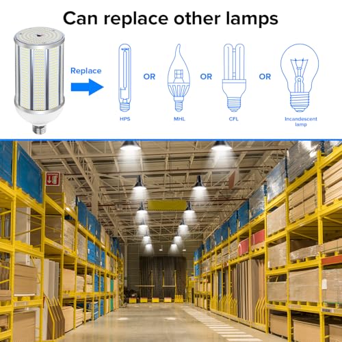 HJFF 2-Pack 150W LED Corn Light Bulbs,5000K 24000lm,E26/E39 Base,1500W Equivalent LED Corn Bulbs for Commercial Industrial Lighting Warehouse High Bay Light - style: 150w 5000K