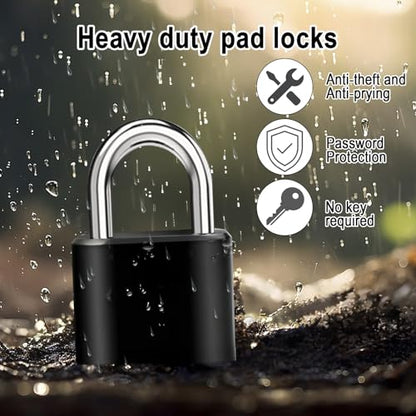 4pcs Combination Lock, 4-Digit Heavy Duty Combo Lock - color: 4pcs-Short-Black
