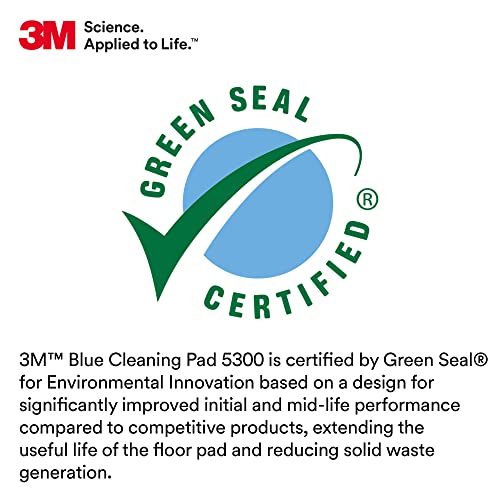 3M Blue Cleaner Floor Pad 5300, 11", 5/Case - size: 11 inches