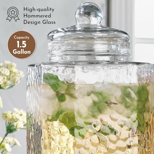 1.5 Gallon Glass Drink Dispenser for Parties 3 PACK Beverage Dispensers with Stand, Glass Water Jug Dispenser, with 18/8 Stainless Steel Spigot, Great for Party, Wedding, Picnic, BBQ Wicker Design - color: Clear - 1.5 Gallon 3 Pack