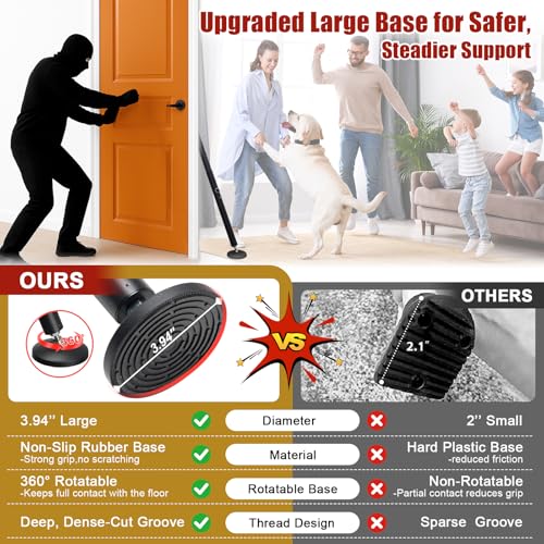 Heavy Duty Door Security Bar, 24.5"-50.7" Adjustable Door Stopper with Large Anti-Slip Base, 360° Swivel Foot, Portable Door Brace for Hinged Doors, Sliding Windows, Hotel & Apartment - color: Matte Black, size: 1 Piece