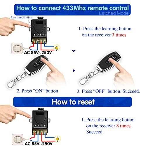 DieseRC 433Mhz Wireless Remote Control Radio Control Switch AC 110V 220V 240V 30A Relay Receiver with 3 Transmitters for Light Water Pump Household Appliances Farm Irrigation and Electrical Equipment - color: with 3 Transmitters