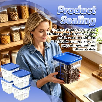 4 Pack 6QT Commercial Clear Food Storage Containers with Lid, NSF - color: Blue, size: 6Qt-4 Pack
