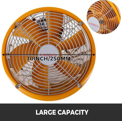 VEVOR Explosion Proof Fan 10 Inch, 350W, Industrial Portable Ventilator Blower/Exhaust with 9.8ft Light Cord -No Plug - size: 10 Inch