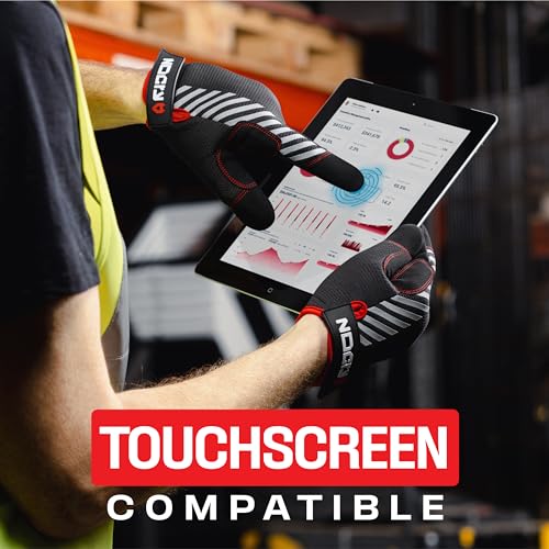 NoCry Utility Gloves for Men with Reinforced Fingers and Thumb Crotch; Double Stitched Palm and Touchscreen Tips; Breathable and Highly Flexible; — Ideal for Mechanics, Construction and Yard Work - size: X-Large, style: Lite