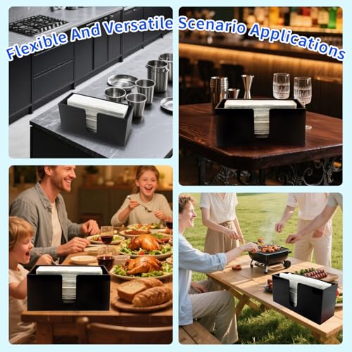 Paper Towel Holder for Countertop, 2 Pack Black Acrylic Napkin Dispenser
