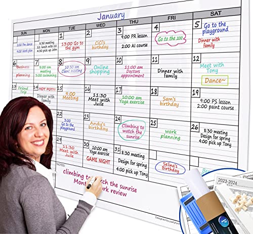 Large Dry Erase Calendar for Wall, 38x50 - color: No Magnetic