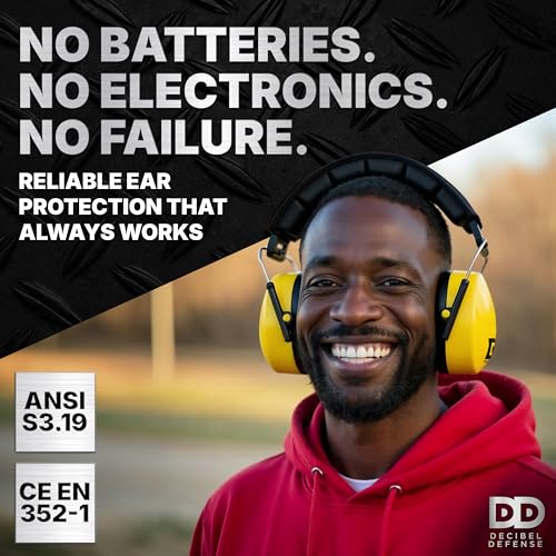 DECIBEL DEFENSE Ear Protection, 37 dB NRR Ear Muffs (SAFETY YELLOW) - color: Yellow, size: Regular