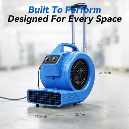 Blower Fan Air Mover - 1.5HP 5000 CFM - 3 Speed Floor Drying Fan - size: 5000CFM