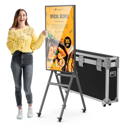 MWE 43 Inch Mobile Digital Signage Display Touchscreen Kiosk with Flight Case, Portable LCD Screen with Screen Mirroring App Publishing, Advertising Display Poster, Android OS - style: Touch-Screen