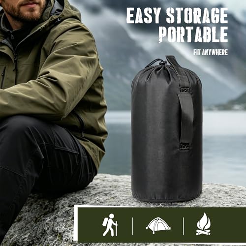Lenotos Woobie Blanket, Thermal Insulated Military Poncho Liner, Water-Resistant, Portable, Insulation, for Hiking, Survival with Compression Carry Bag (Black) - color: Black