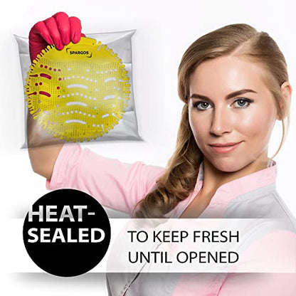 Spargos Urinal Screen Deodorizer, 12 Pack Lemon Mats - color: Yellow