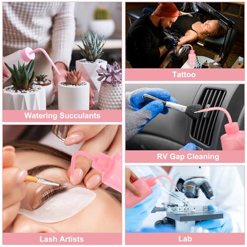 Patikil 150ml 5oz Succulent Eyelash Tattoo Wash, 18 Pcs Plastic Watering Squeeze Rinse Bottle for Plant Eyelash Extensions Irrigation Lab Gap Cleaning, Pink - color: Pink, size: 150ml/5oz