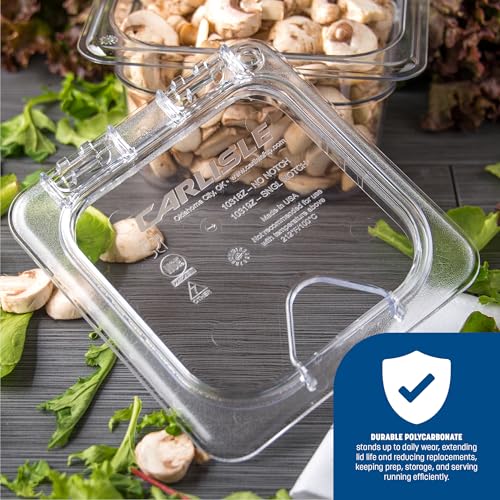 Carlisle FoodService Products StorPlus EZ Access Lid, Cover for 1/6 Size Food Pans, Single Notched, 6.88" x 6.31", 1 Count, Clear