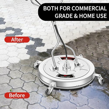 30" Pressure Washer Surface Cleaner with 4 Wheels - Stainless Steel Dual Handle Surface Cleaner for Pressure Washer Attachment for Concrete, Patio, Sidewalk, Deck and Driveways - size: 30 Inch Dual Handle